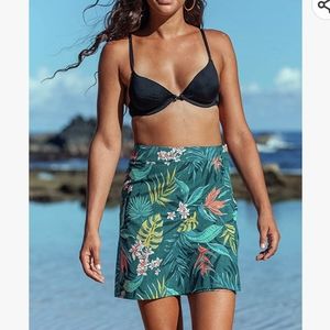 RipSkirt Hawaii vintage Bali Jungle print floral flower leaf beach skirt XS